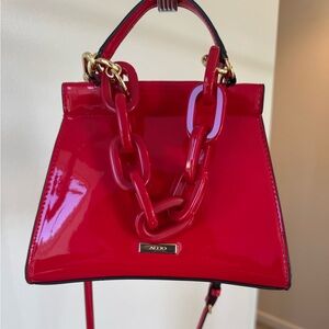 Aldo Red Bag with Black and Gold Accents